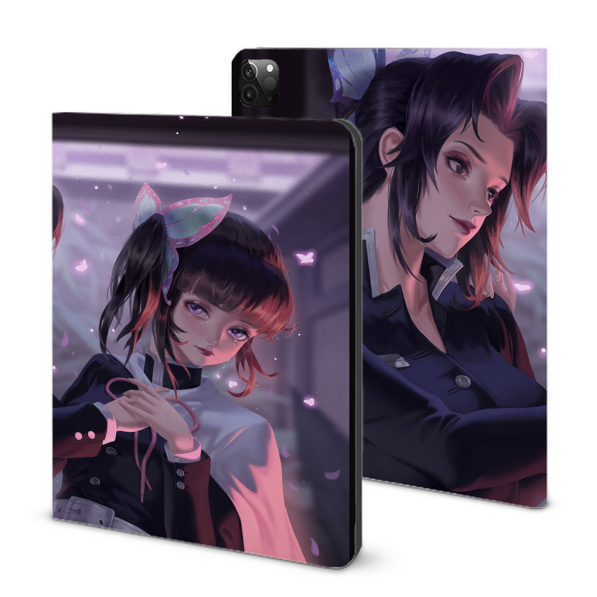 （画像用） 鬼滅の刃（きめつのやいば）蟲柱-胡蝶 しのぶ／こちょう しのぶ Kochou Shinobu IPadケース ペンホルダー付き ブックスタイルデザイン